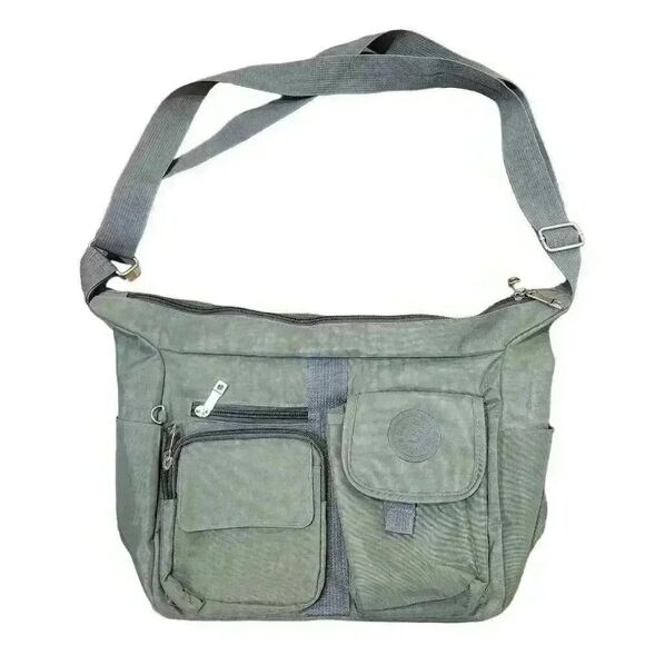 BoBo Xiuxian Women's Dark Sage Gray/Green Multi Pocket Hobo Bag w Adj Strap - Picture 7 of 11